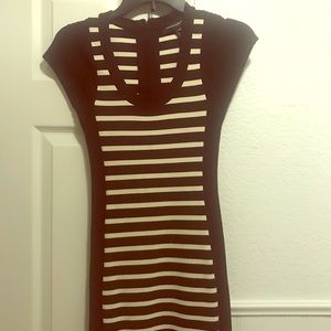 Black and cream striped French Connection dress